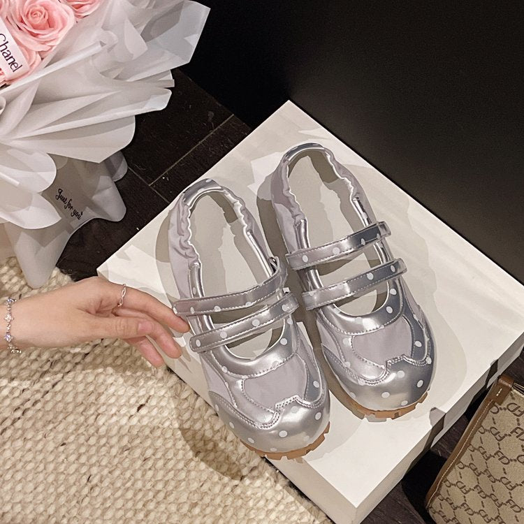 Femmes Sweet Polka Dot Velcro Allemand Chaussures de formation Robe de printemps Matching Fashionable Versa