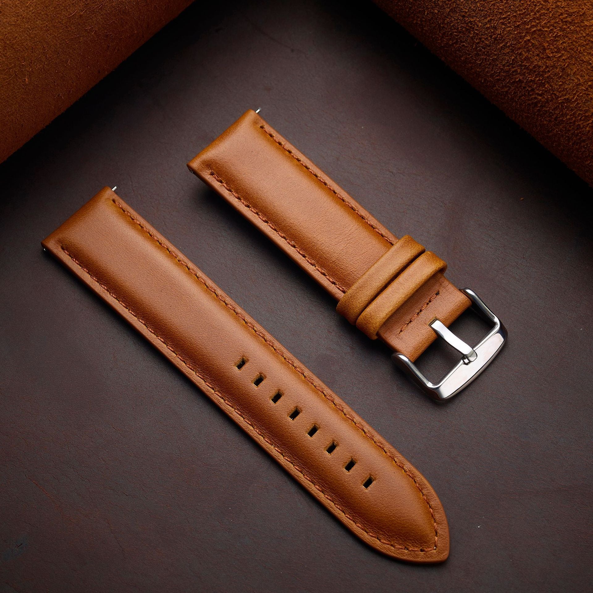 Fermoir de bracelet de montre vintage en cuir véritable