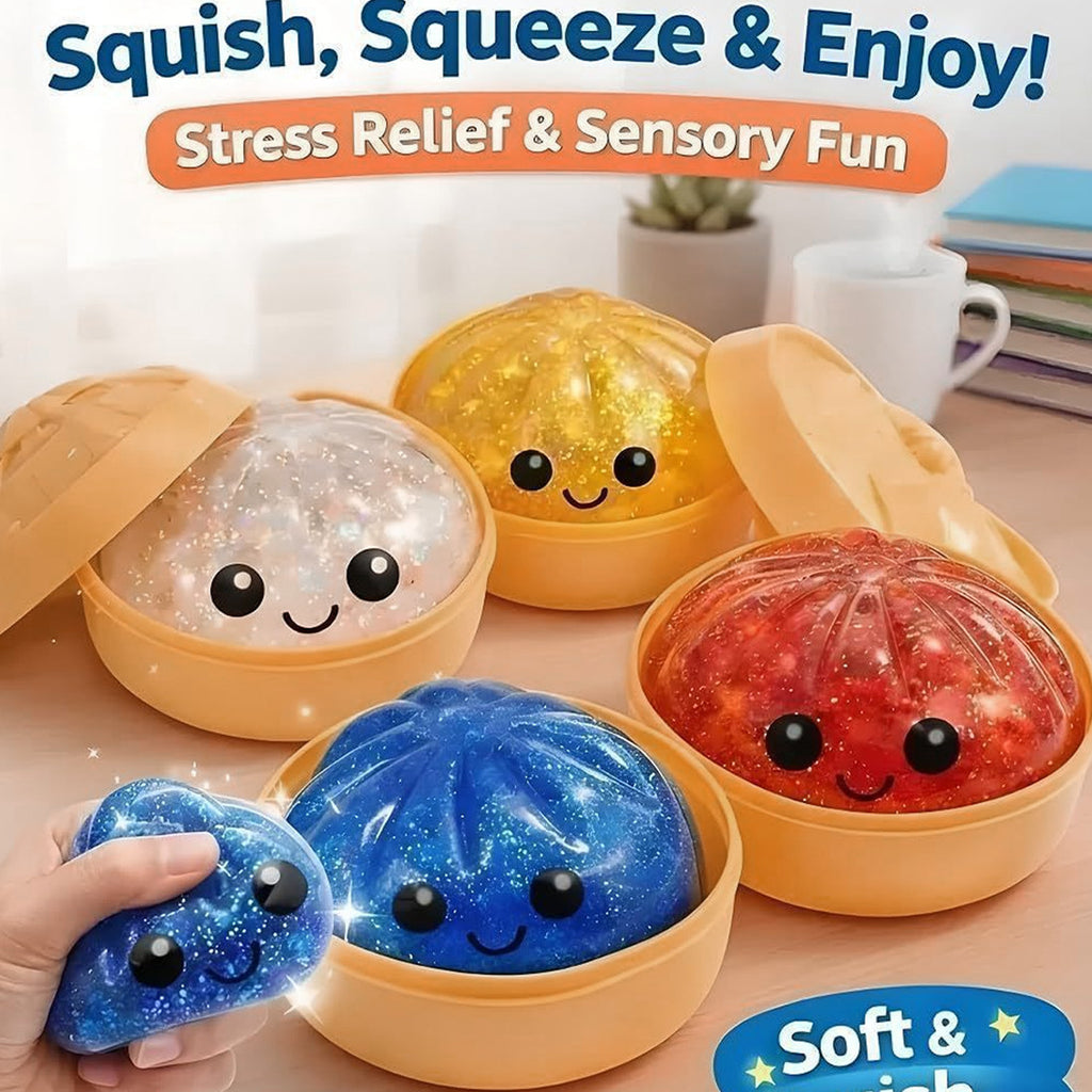 12PCS Glitter Dumpling S Quishy Toy Mystery Blind Box Bun Stress Relief Steamer