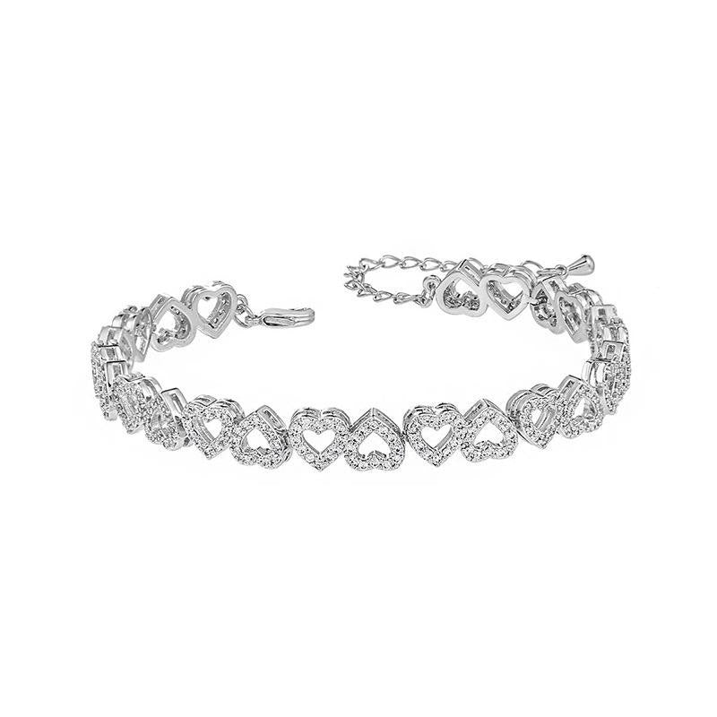 Bracelet en diamant de haute qualité de fille avec cœur en diamant complet