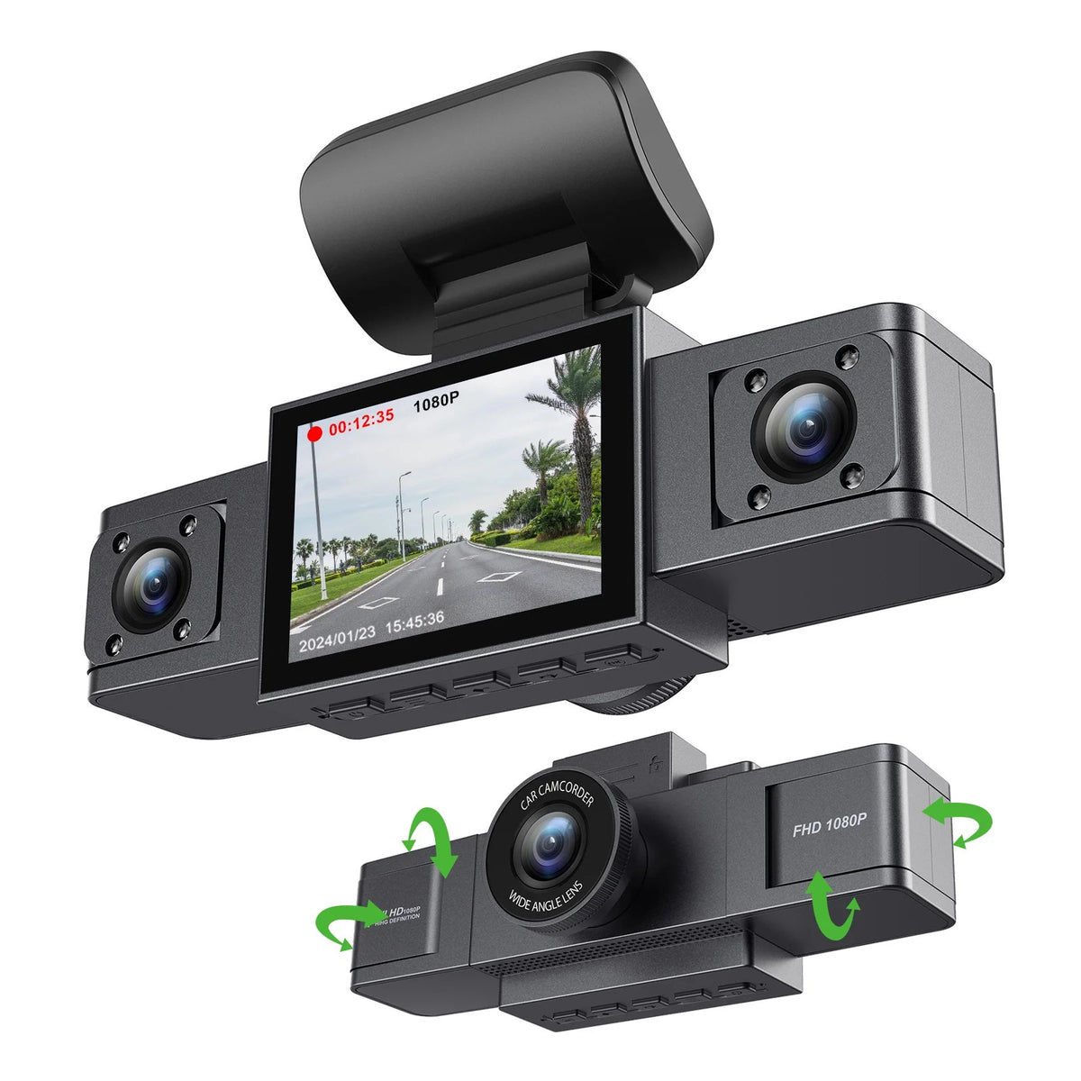 Recorder de conduite 3 pouces HD 1080p avant et arrière gauche