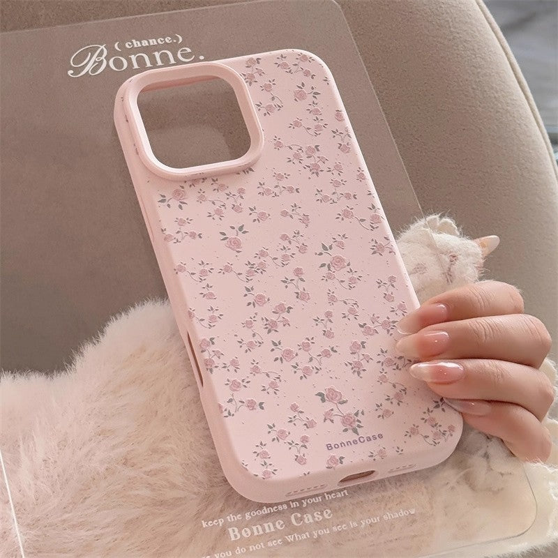Boîtier de téléphone en silicone liquide à patron rose