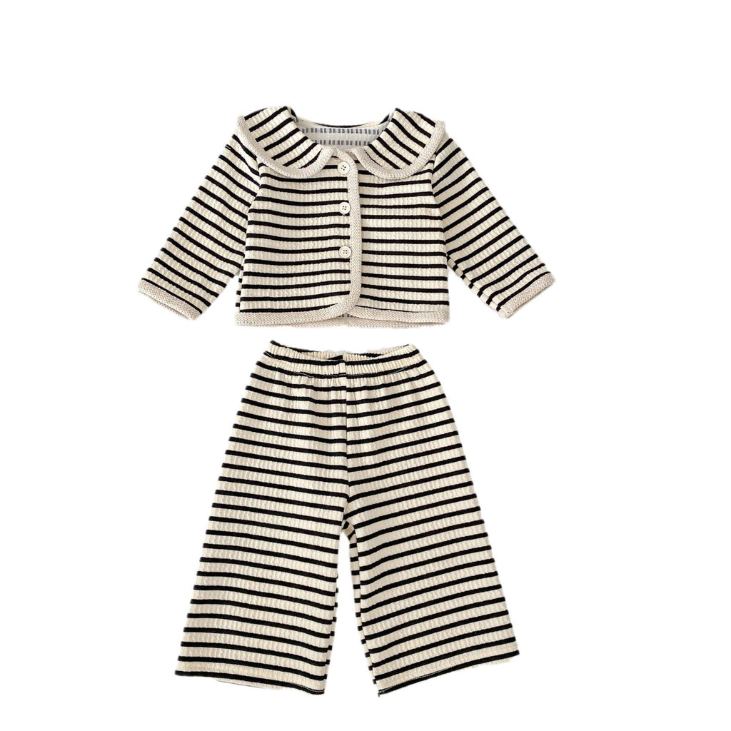 Veste à manches longues et pantalons rayés pour petites filles