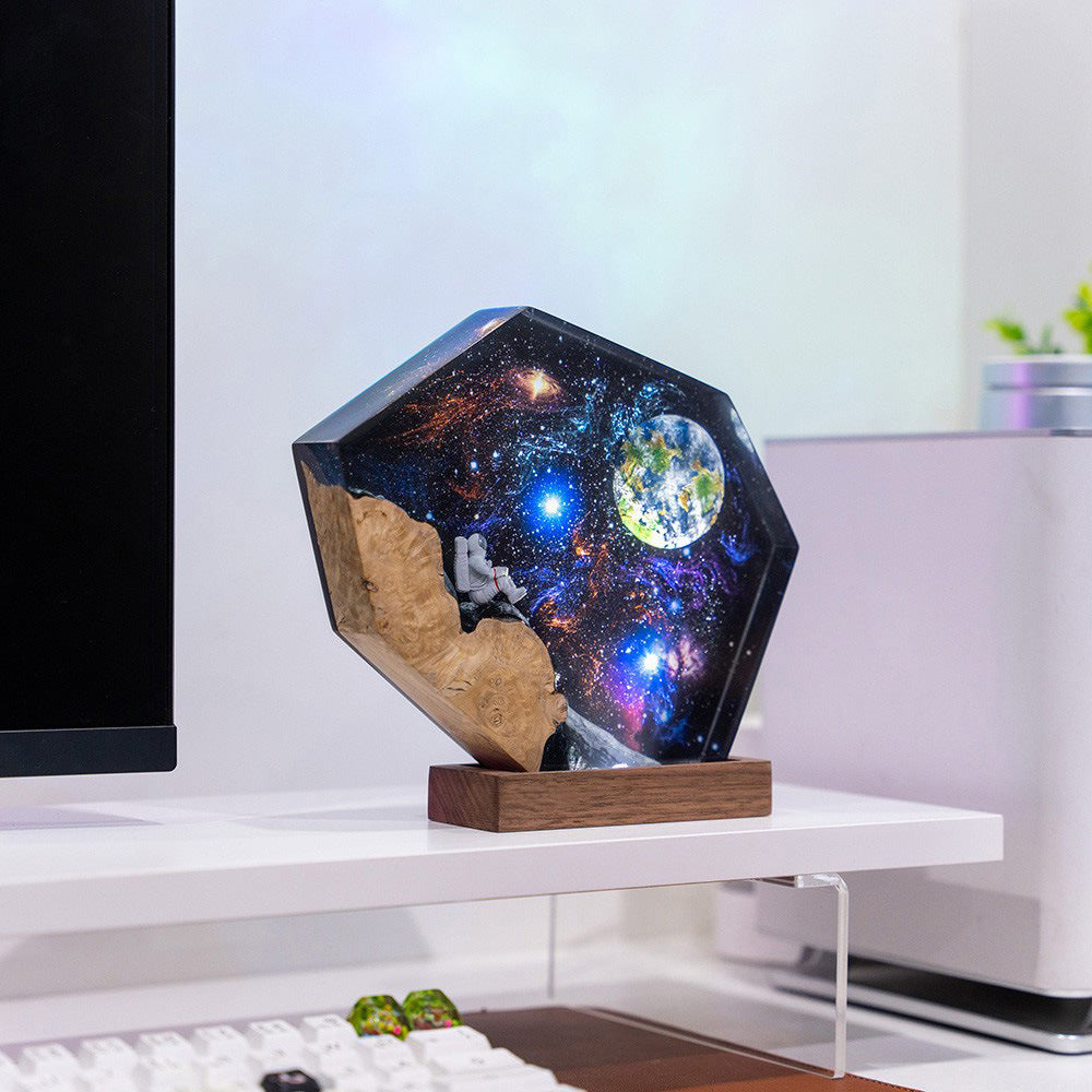 Interstellar Epoxy lampe espace Galaxy résine lumière de nuit en bois