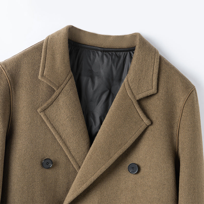 Mi-longueur vers le bas Cashmere double face Manteau occasionnel masculin
