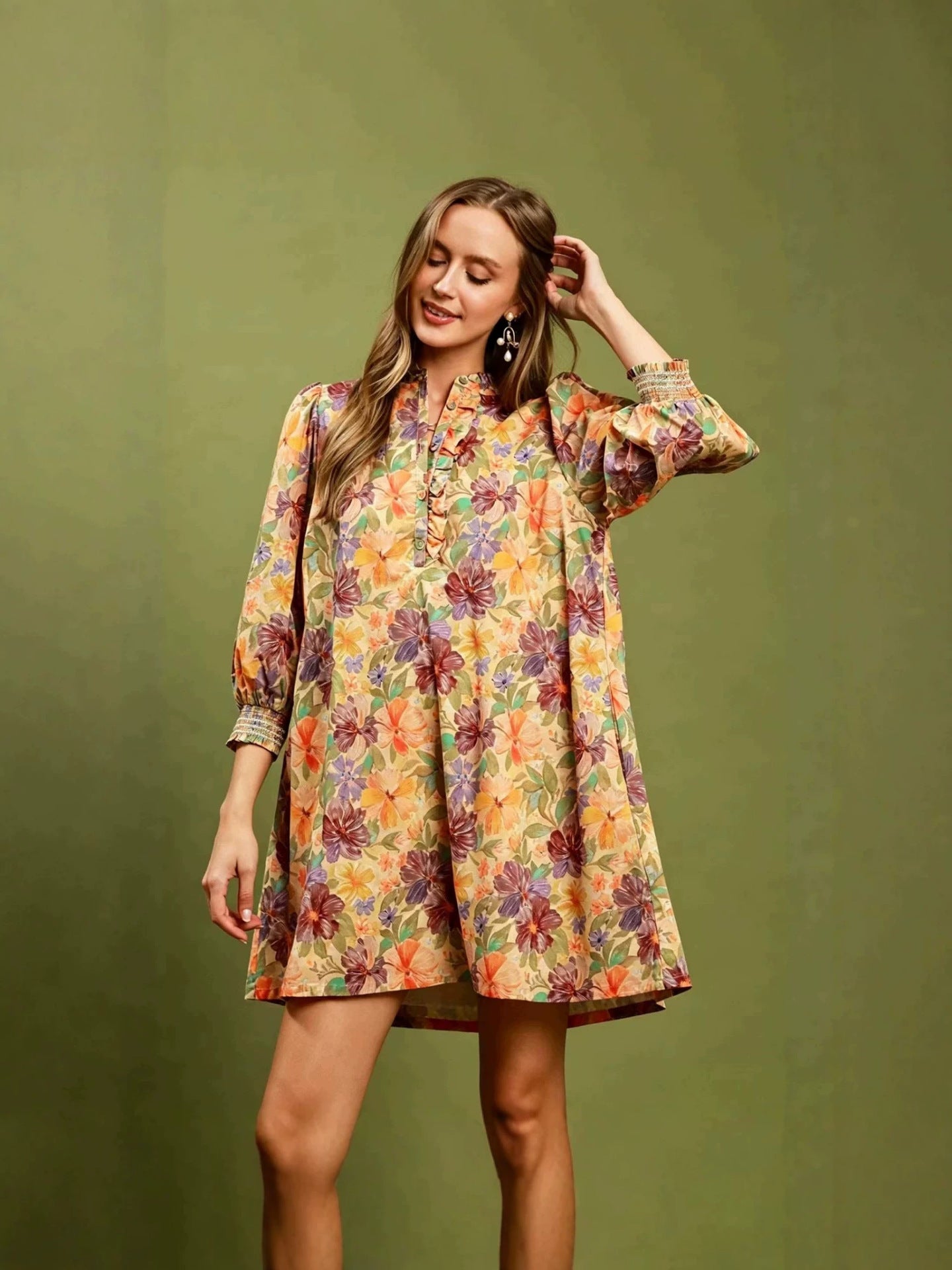 Robes d'arrivée d'été Mode décontractée Littéraire Retro Robe d'impression florale