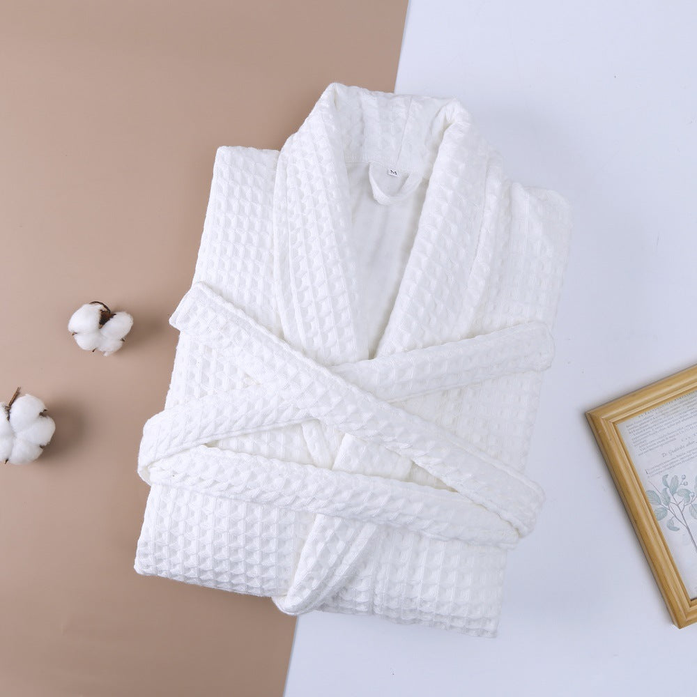 Coton Double Waffle Unisexe Robe longue épaissée