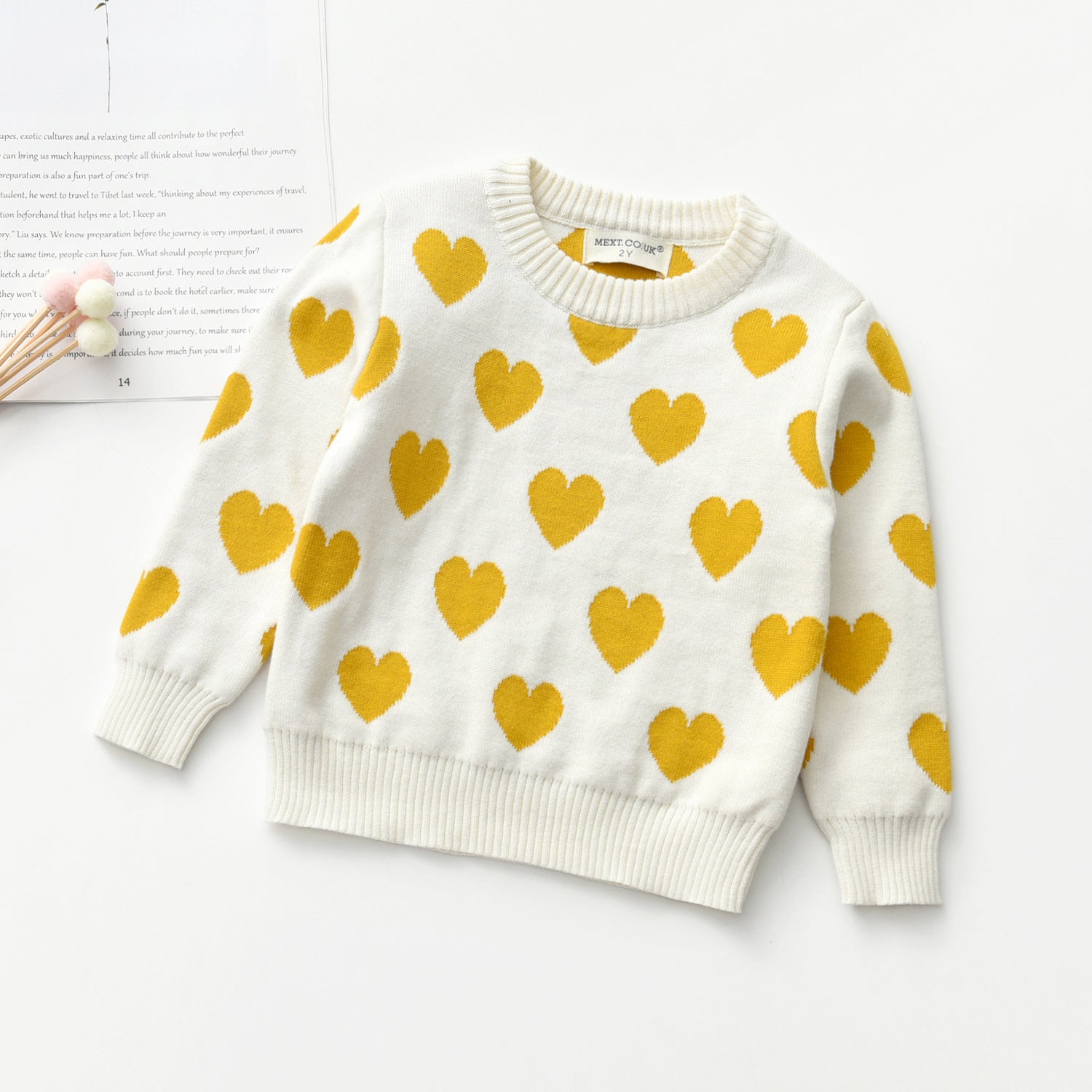Coeur Col rond Manches longues Chandails pour enfants