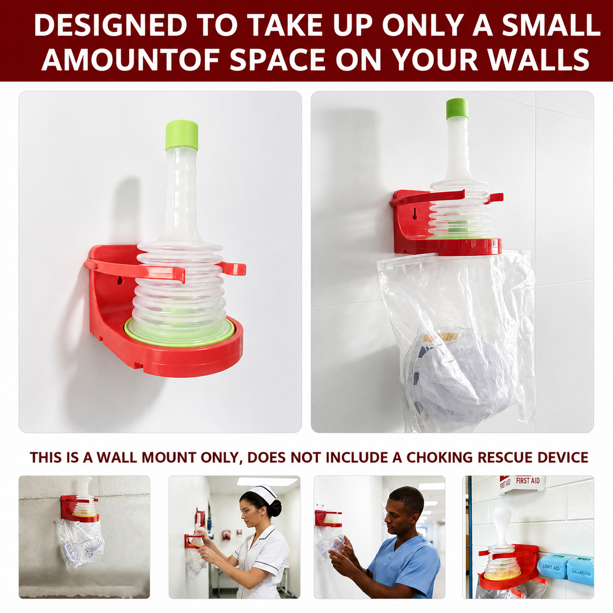 Durable ABS Red étouffant dispositif de sauvetage Support mural Airway Clearance Tool Hol stockage