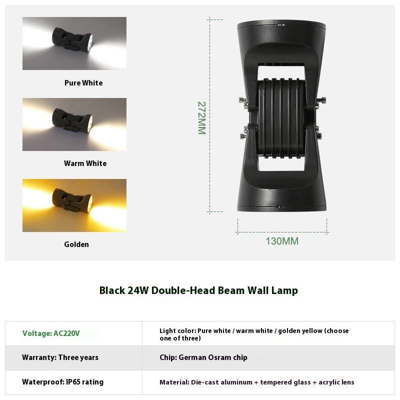 Lampe murale extérieure étanche Facade éclairage double tête