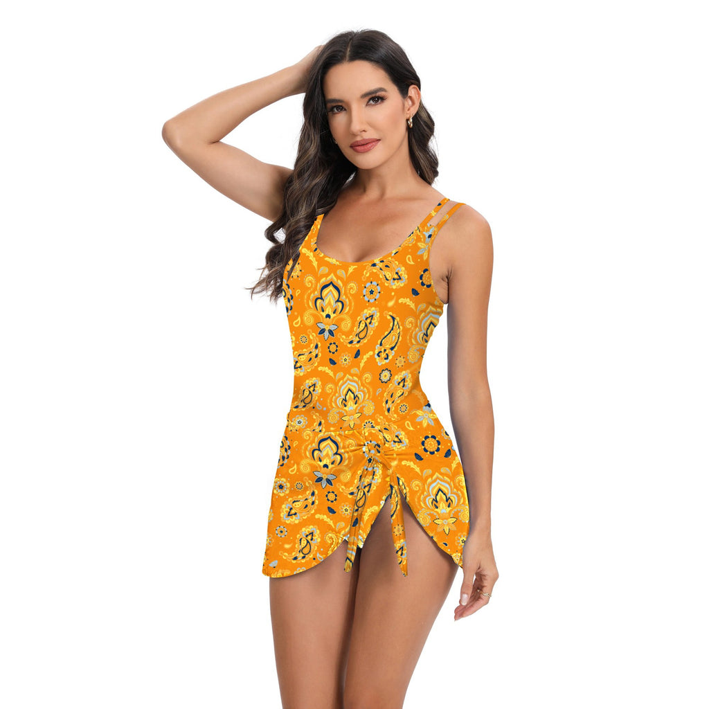 Bikini Conservative Swimwear Women's Plus Size Un-pièce imprimé maillot de bain haute taille