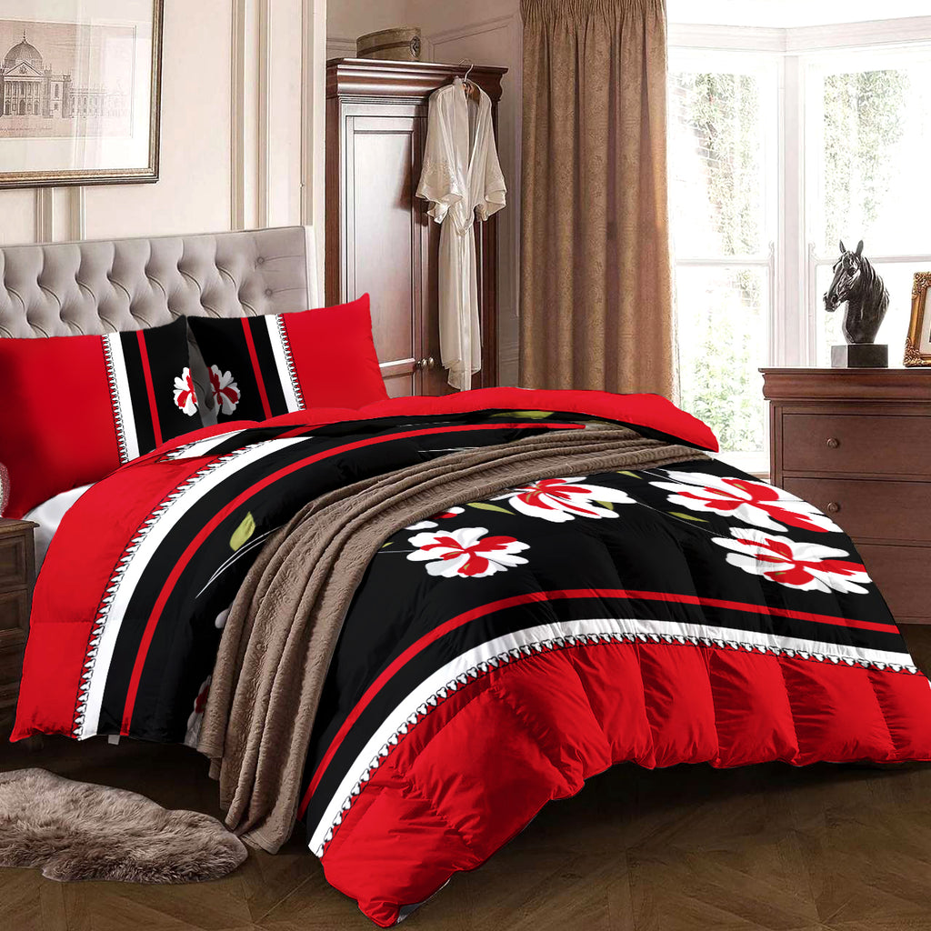 Couche de lit et rideau noir et rouge 9 pièces