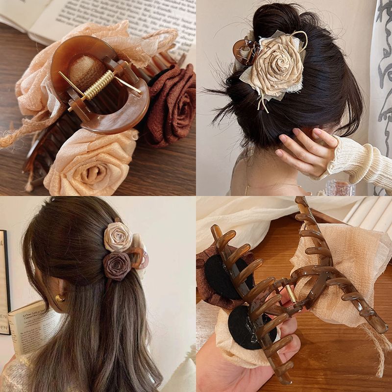 Clip de cheveux de fleur de rose séchée pour les femmes