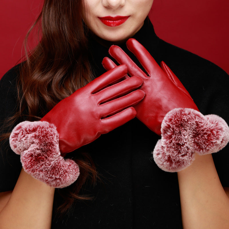 Gants d'écran tactile en cuir fashionable pour femmes avec un grand pantalon U-Shape
