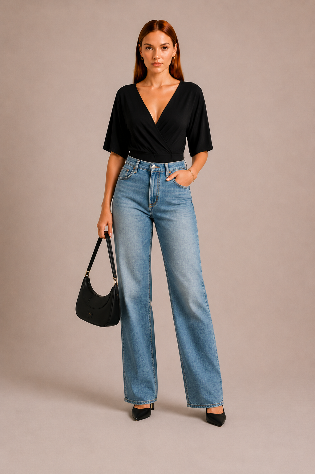 Femme Deep V Cou à col court Bodysuit Elegant Stretch Basic Top