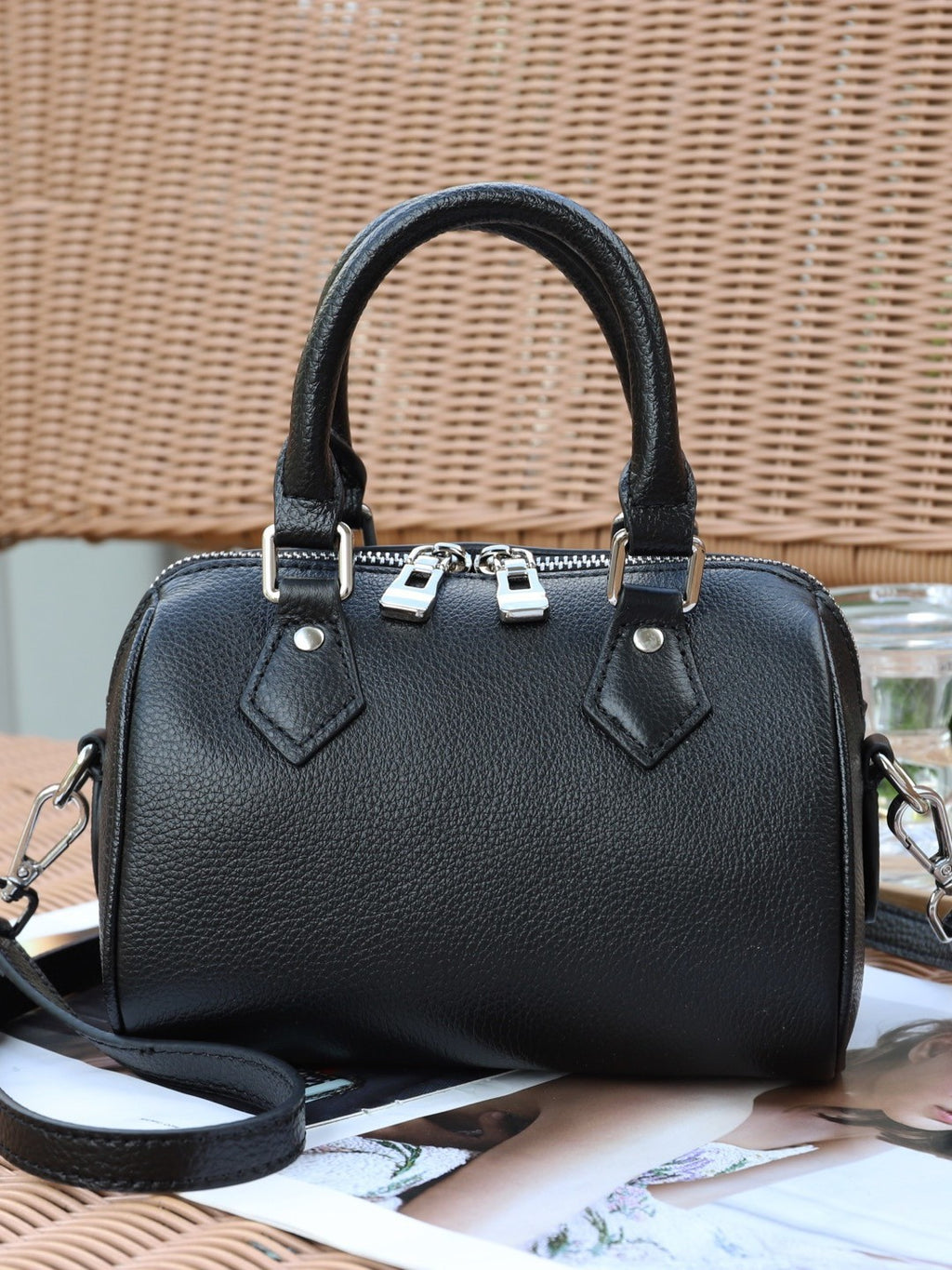 Sac pour femmes en cuir à grains supérieurs