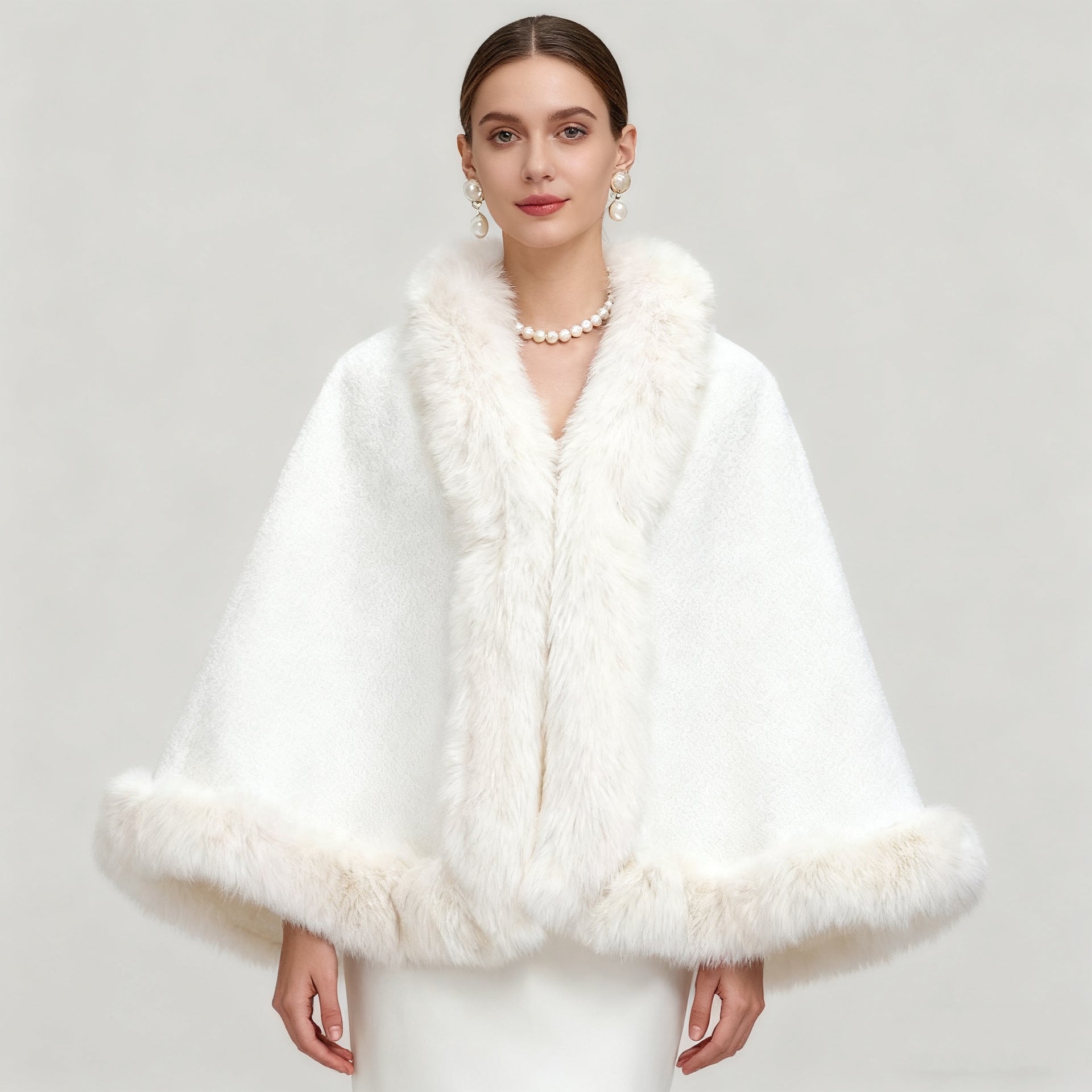 Faux Mink-fur Collar Cape Châl