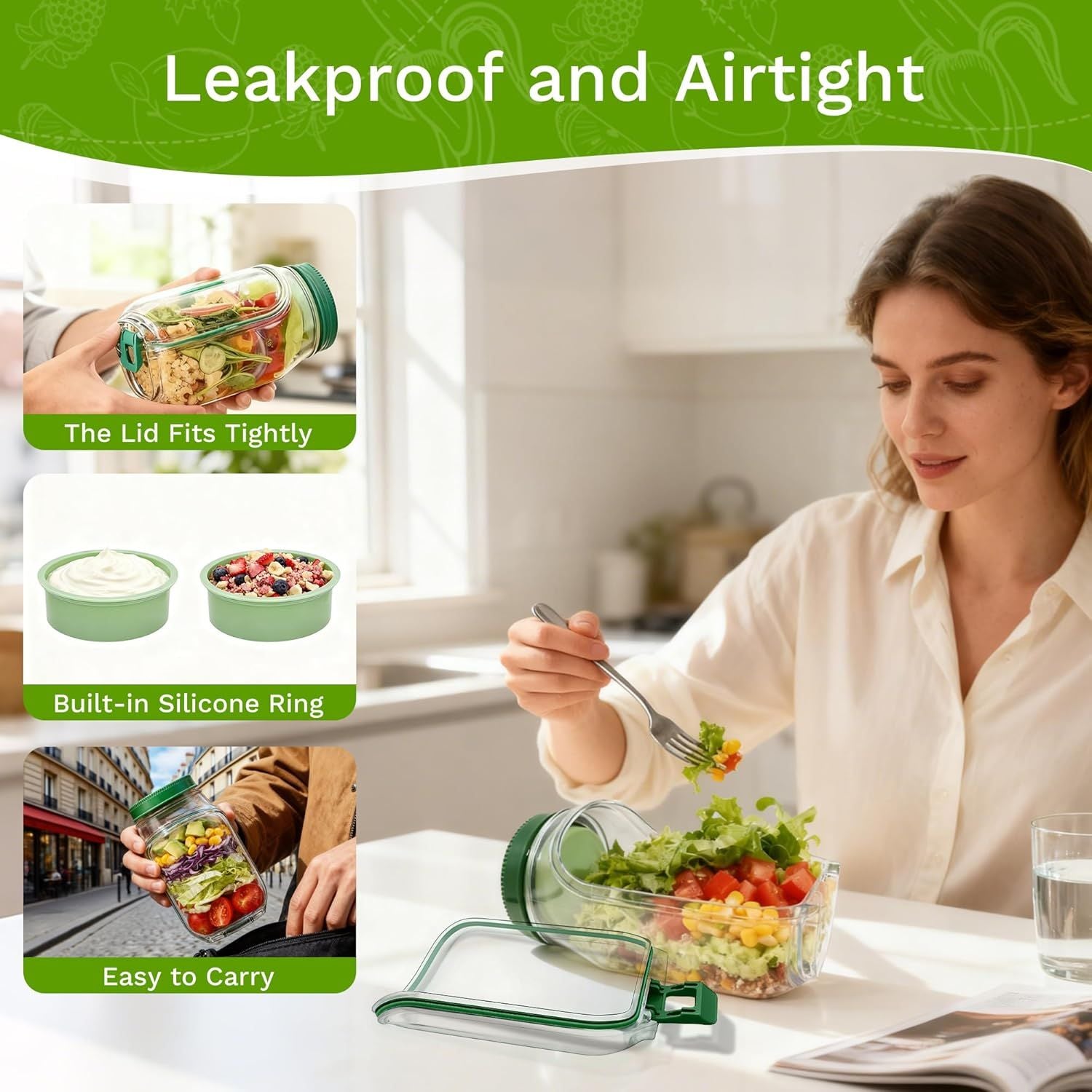 Conteneur de salade avec ouverture latérale