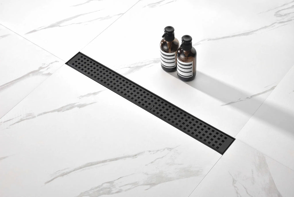 Drain de douche linéaire de 28 pouces avec grille rectangulaire amovible