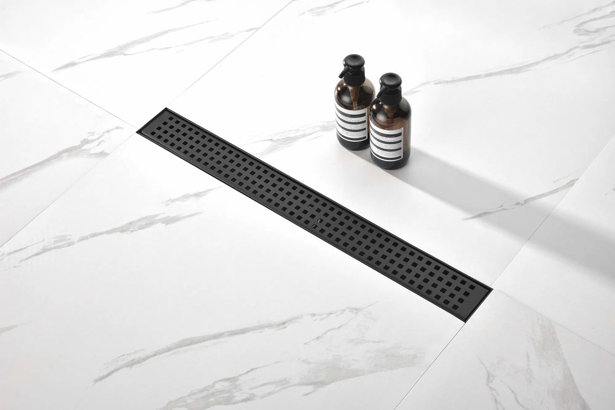 Drain de douche linéaire de 28 pouces avec grille rectangulaire amovible