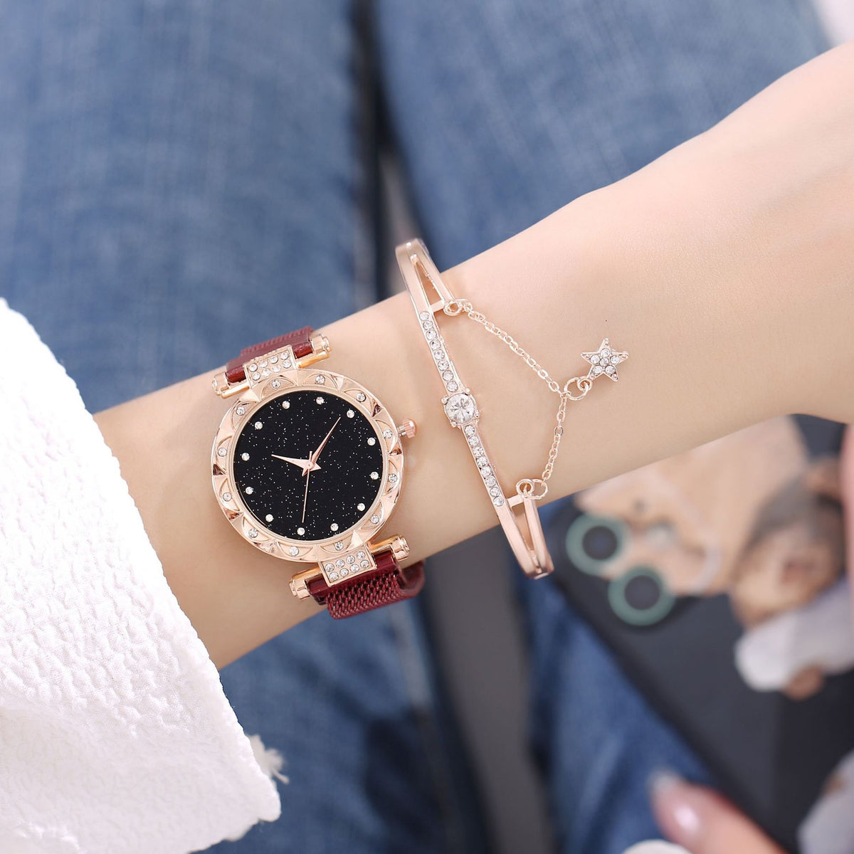 Ensemble de bracelets magnétiques pour femmes Montre à quartz