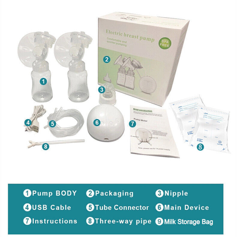 Electric Breast Mute Automatic Dual Breastpomp Baby Feeding avec USB