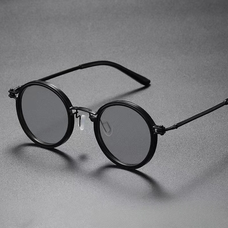 Lunettes de soleil rétro Lunettes de soleil en métal rond pour hommes