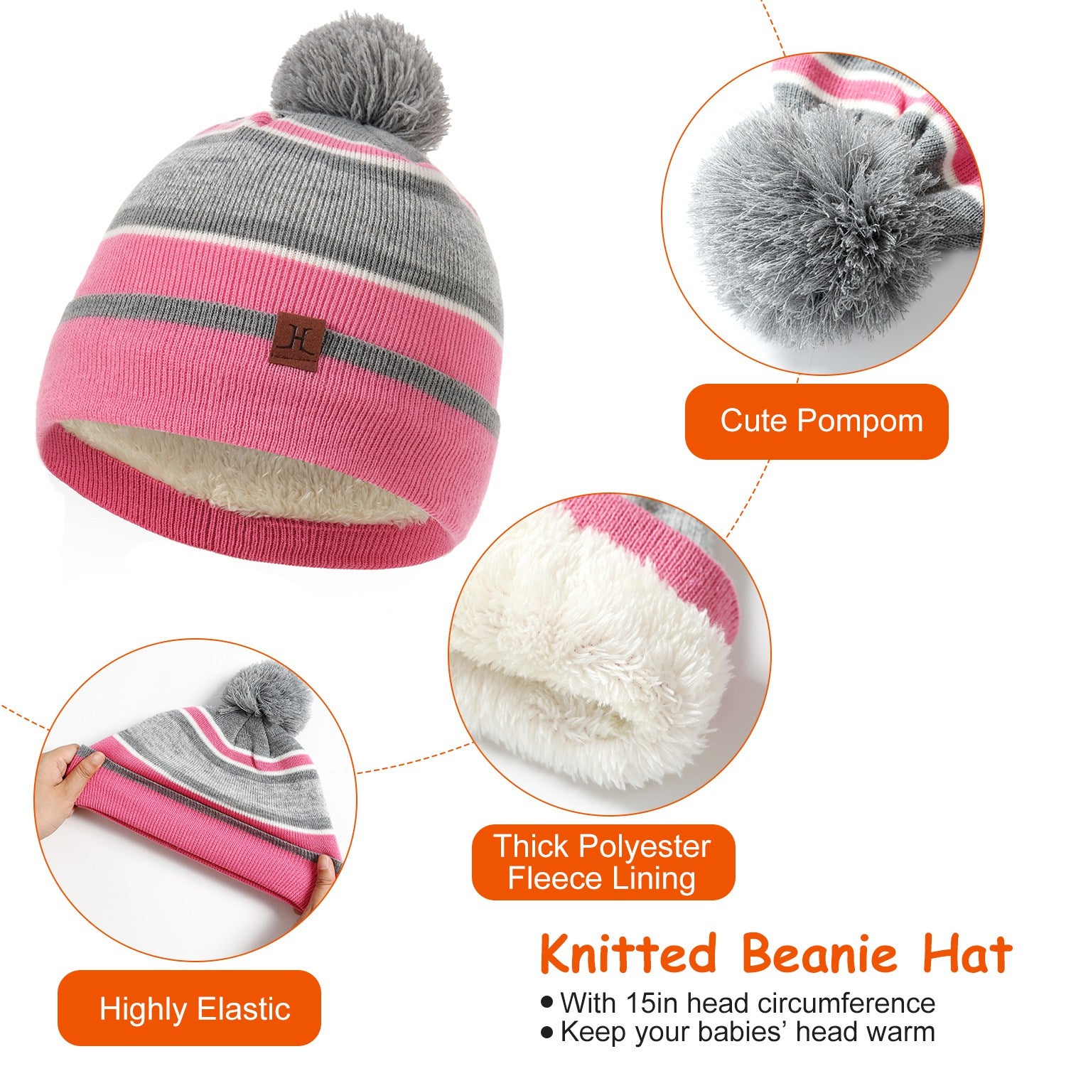 1Set Winter Kids Chapeau tricoté Gants 3Pcs Garçons Filles Bonnet d'hiver chaud Chapeau et Gants
