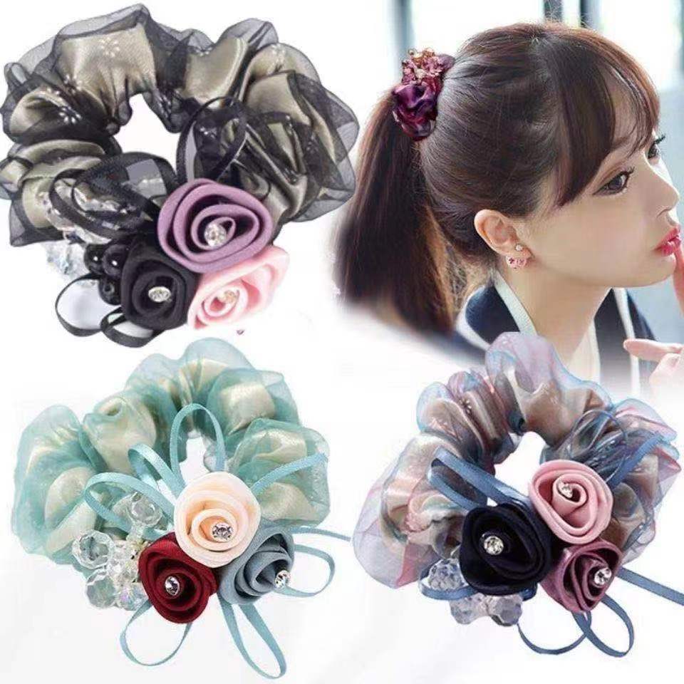 Scrounchie Femelle Headflower Headrope Flower Ponytail Grande bande intestinale