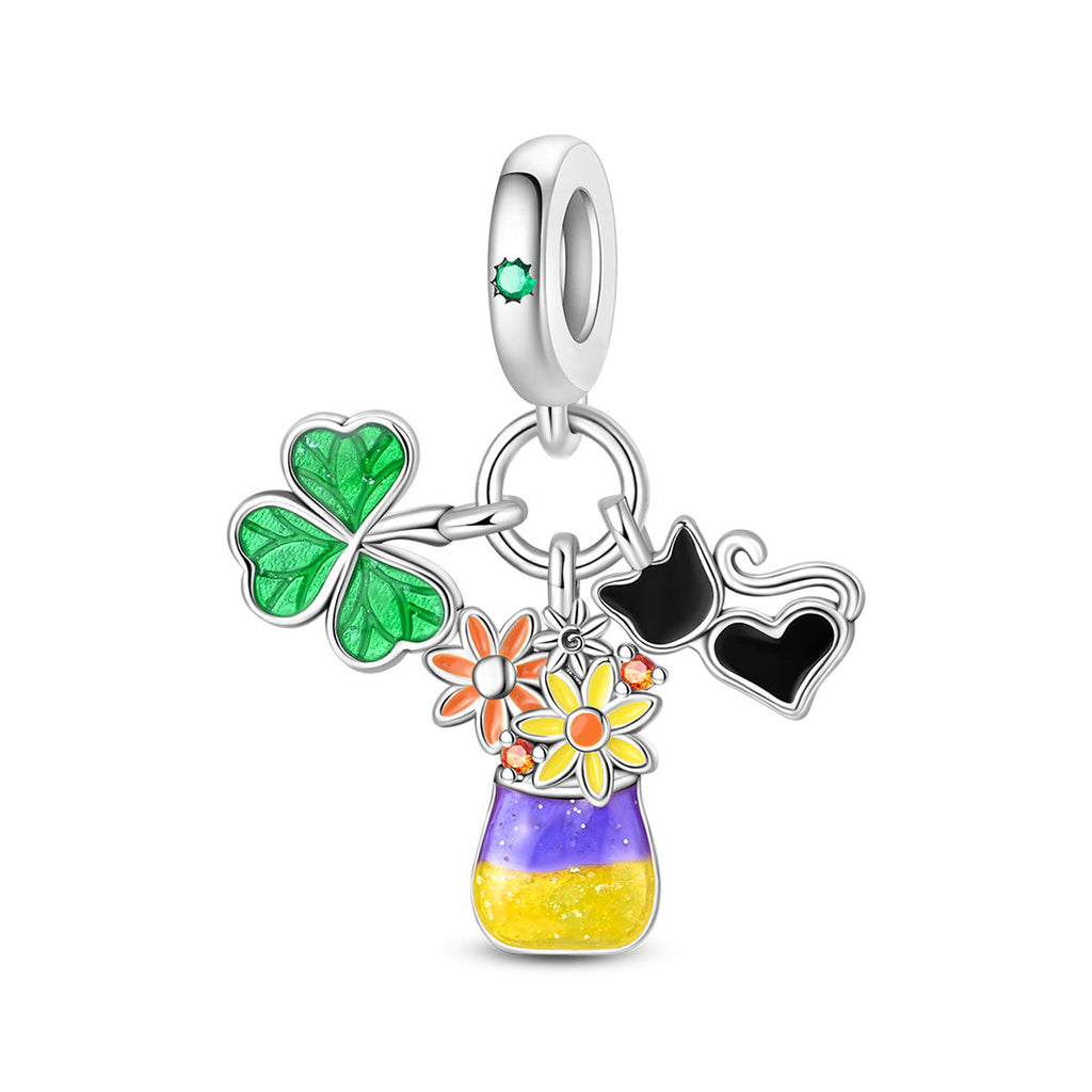 Bracelet de bricolage en cuivre plaqué argent perlé et pendentif