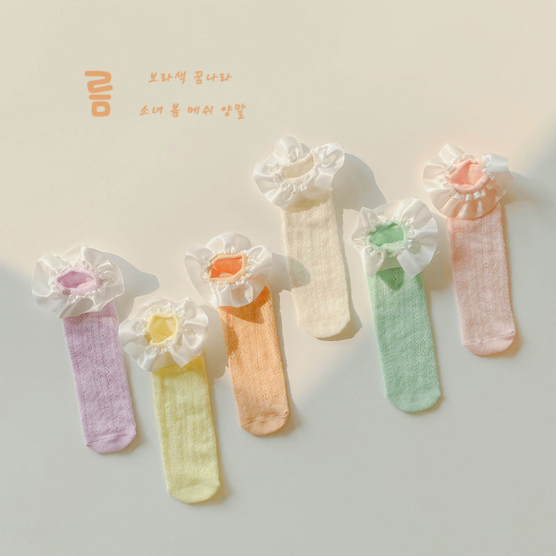 Le printemps et l'été version coréenne de la fine section de la dentelle princesse calf chaussettes