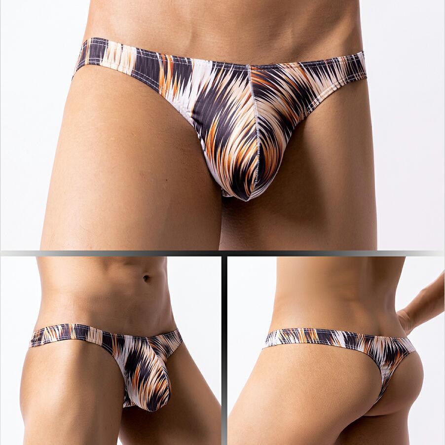 Sexy Low Waist Cartoon Homme Imprimé U Convex Moisture Wicking T-back