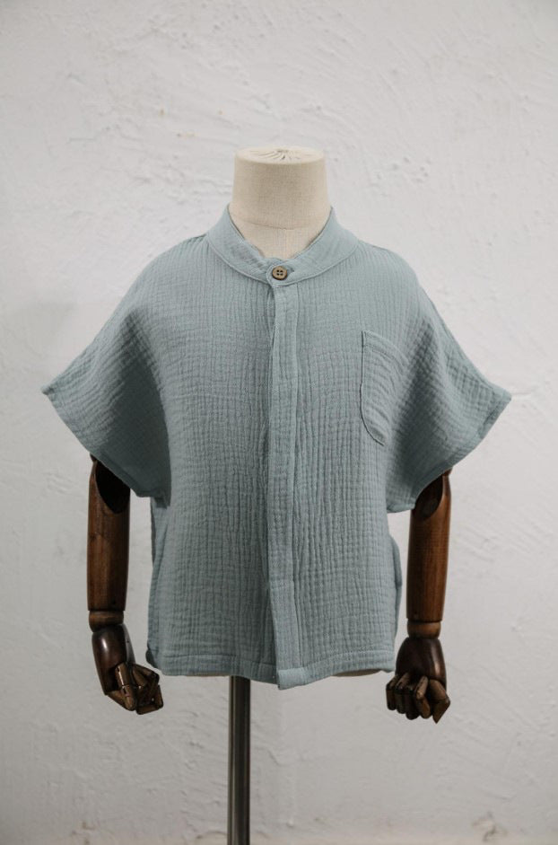 Cotton double couche Gauze Chemise garçon casual à manches courtes