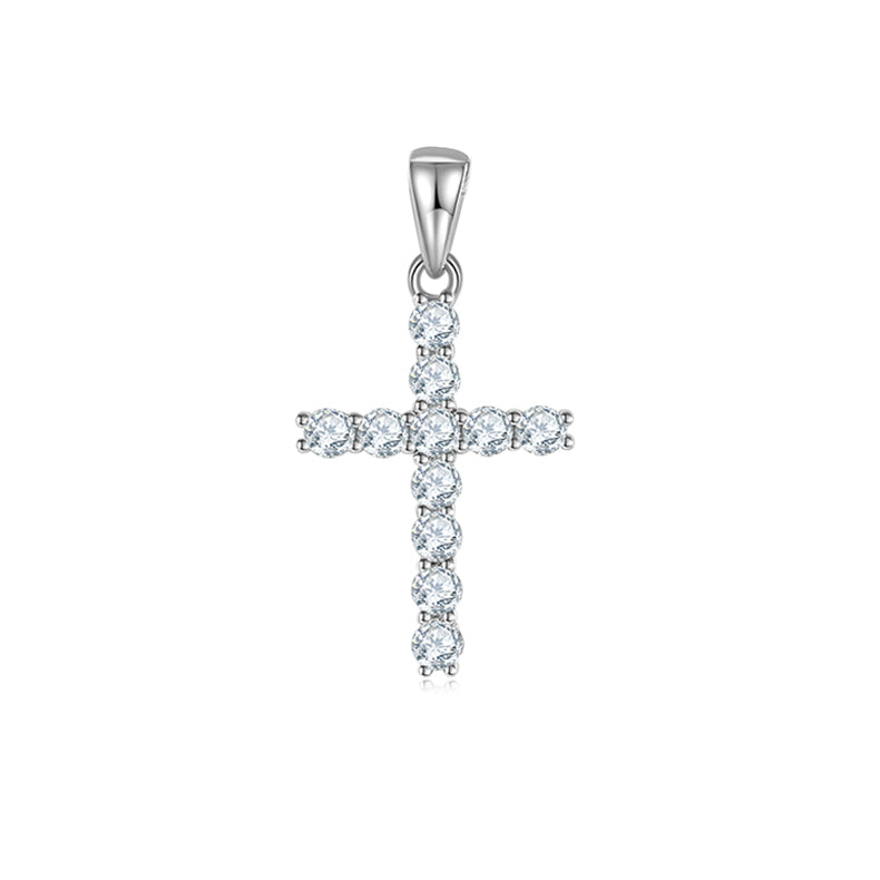 S925 Argent Sterling D Couleur VVS1 Moissanite Cross Pendentif Non Chaîne 1.6g Platine plaqué G