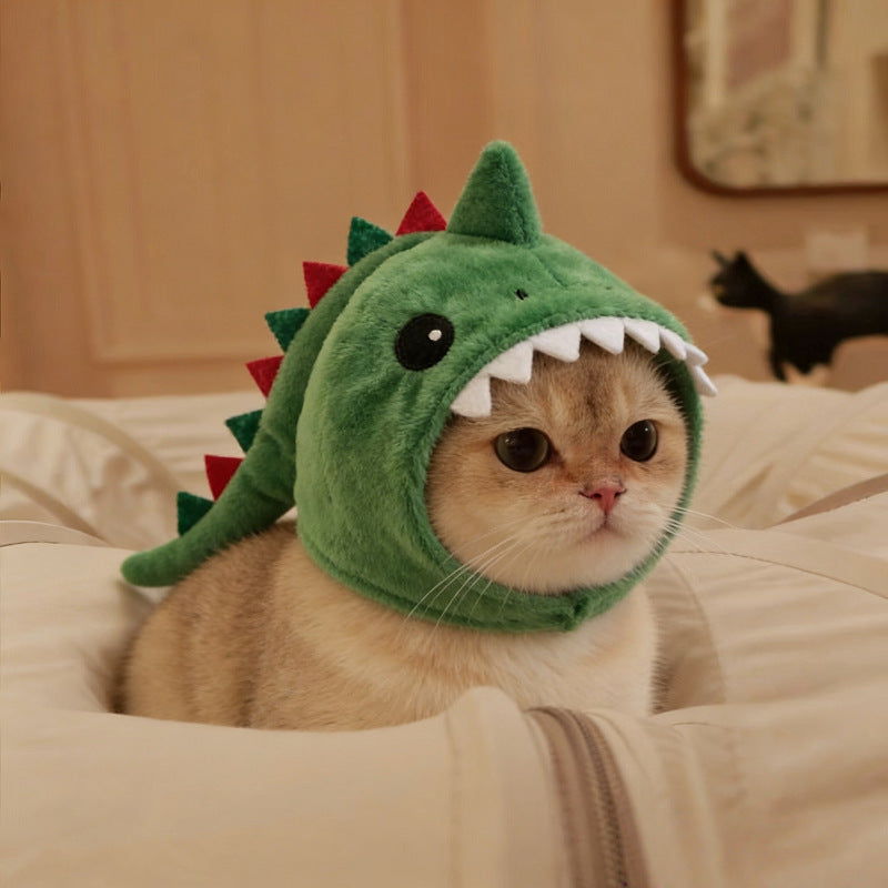 Chapeau chaud à capuche de chat dinosaure