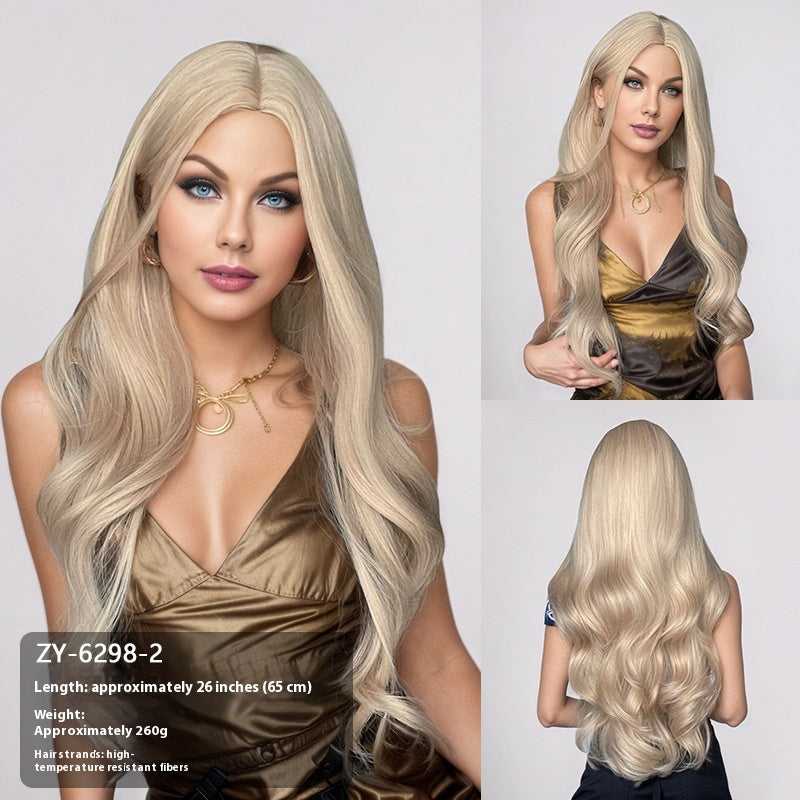 Wig Simulation Hairline Women's Team Anchor 60cm Micro-volume Long Headgear