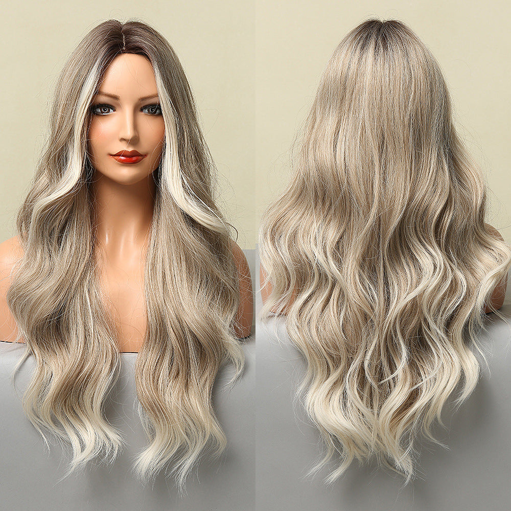 Fashionable Moyen Grande Vague Couleur Mixte Naturelle Perruque