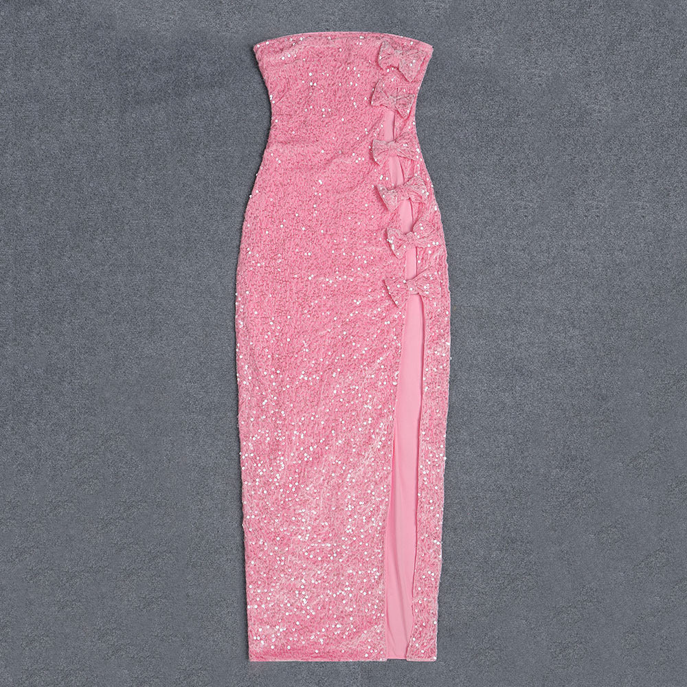 Robe longue de coupe de l'Off-Shoulder Slimming Sequins sans dos
