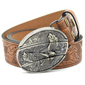 Personnalité Étudiant Trendy Printing Gravure Smooth Buckle Knife Embossing Belt