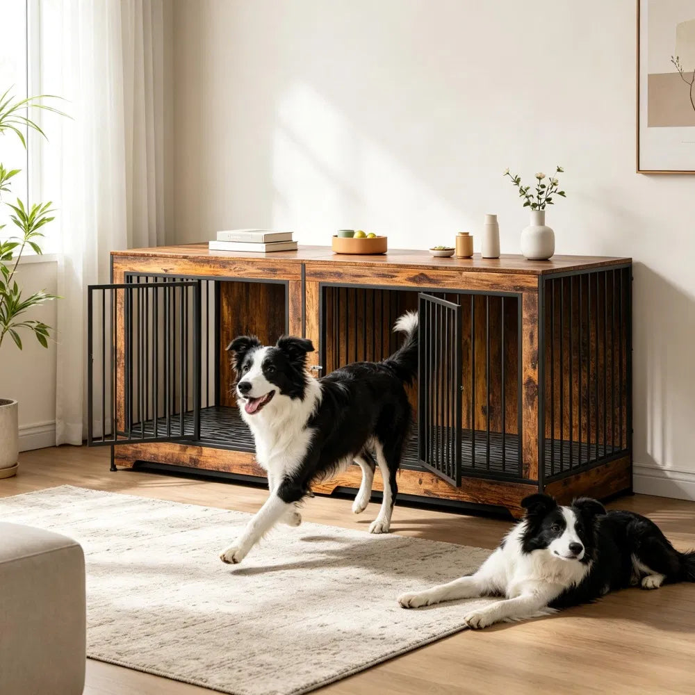 Meubles de caisse pour chiens avec séparateur réglable