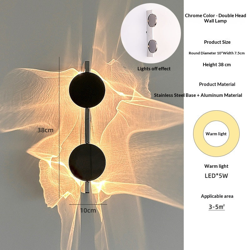 Lampe murale de salon rotative en acier inoxydable ondulé