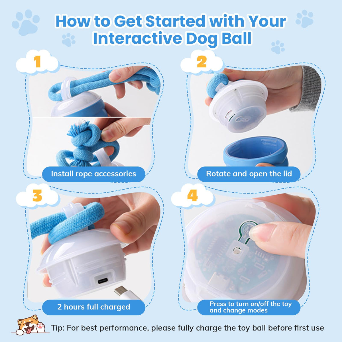 Jouets pour chiens, Jouets pour chiens interactifs, Balle pour chiens interactive automatique, 3 modes de mouvement activé D