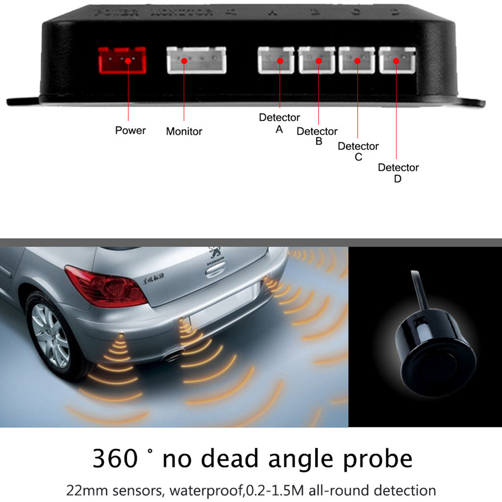 Voiture LED Crescent Buzzer Capteur de stationnement 4 sondes