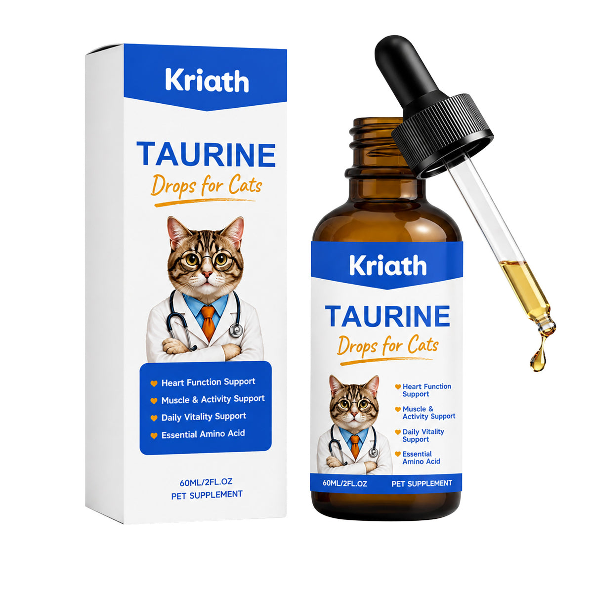 Kriath quotidien vitalité gouttes nutritionnelles pour les chats soins doux pour le corps de chat confort nutritif