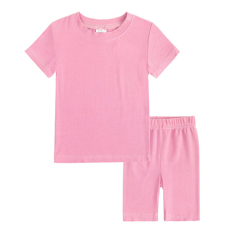 Solid Color Short Sleeve T-Shirt Two-Piece Set