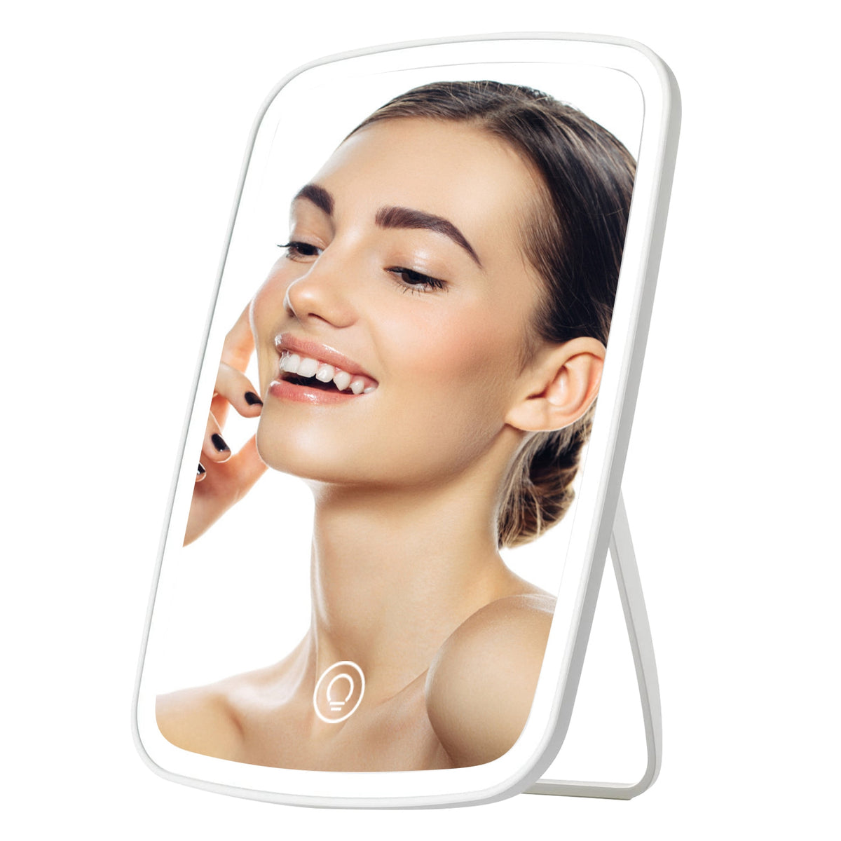 1Pc 5.98x8.62 en miroir de maquillage éclairé miroir de bureau de vanité petit miroir LED avec 3 col de lumière