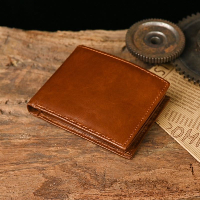 Portefeuille en cuir rétro RFID pour hommes