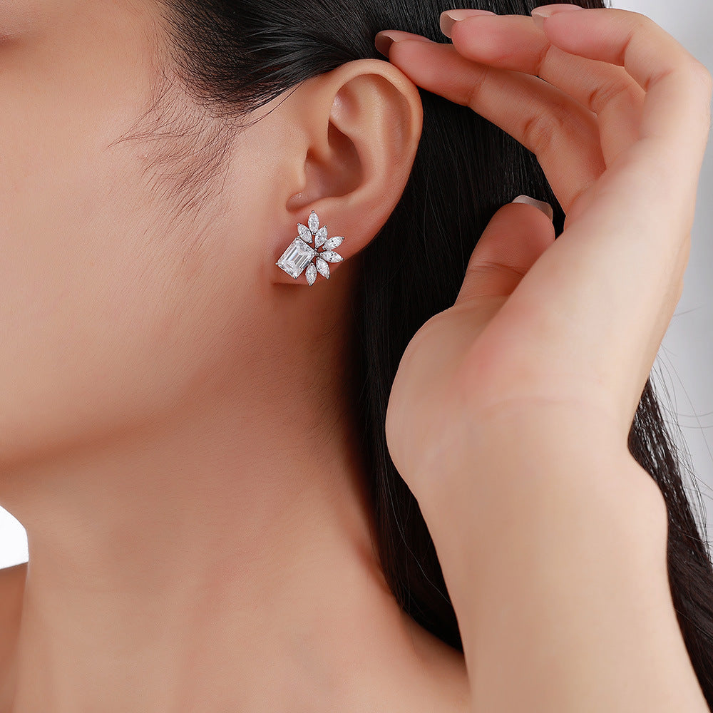 S925 Sterling Silver Emerald Earrings