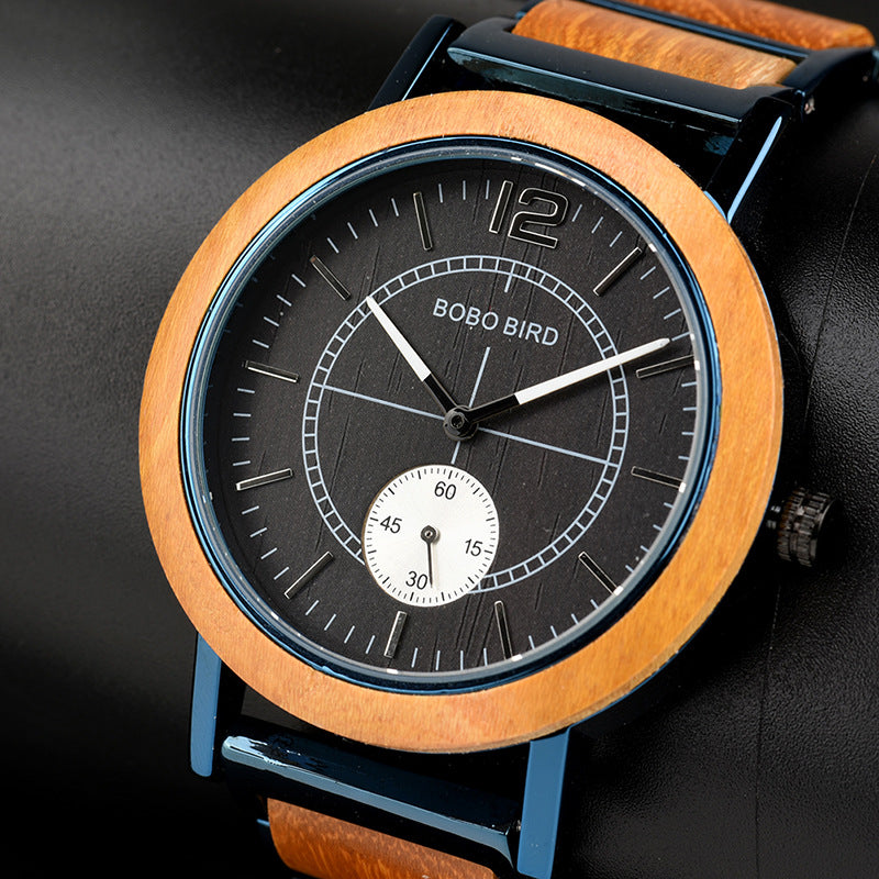 Montre Quartz classique en bois analogique de style minimaliste