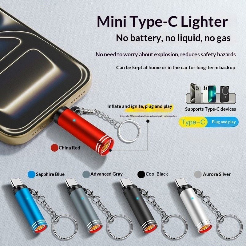 Type-C Téléphone direct Mini allume-cigarette sans flamme